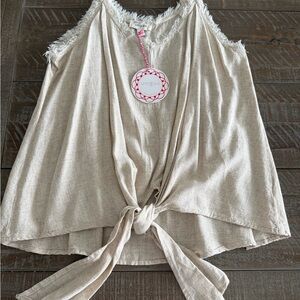 UMGEE TANK TOP NWT Linen Blend Beige Sz Small